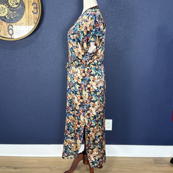 Banana Republic Factory Colorful Floral Satiny Midi Dress | XL - Picture 3 of 8